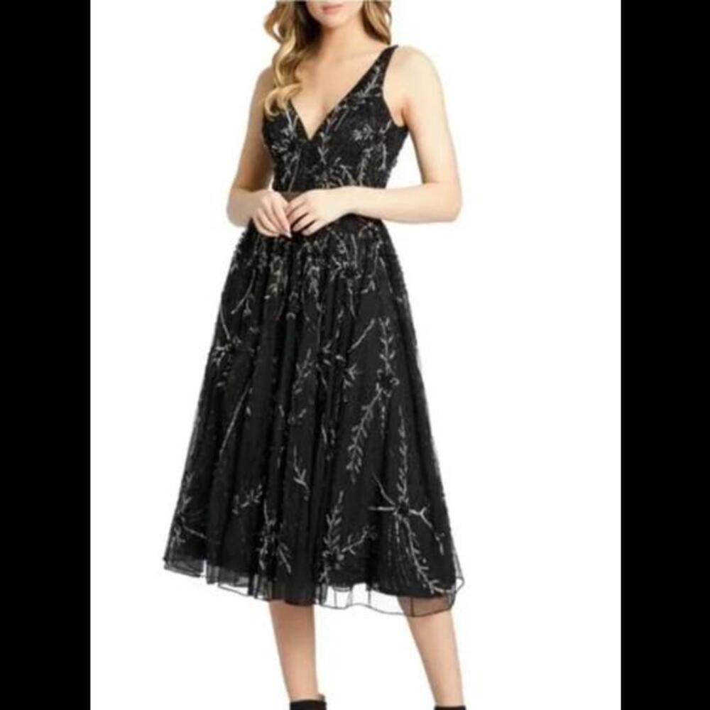 (5) MAC DUGGAL BEADED FIT & FLARE DRESS MSRP $399, sz 14